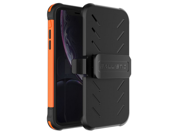 Funda Ballistic Tough Jacket Maxx para iPhone XR con clip y mica de pantalla. Color Naranja.