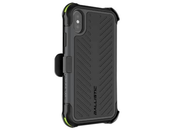 Funda Ballistic Tough Jacket Maxx para iPhone XS con clip y mica de pantalla. Color Negro.