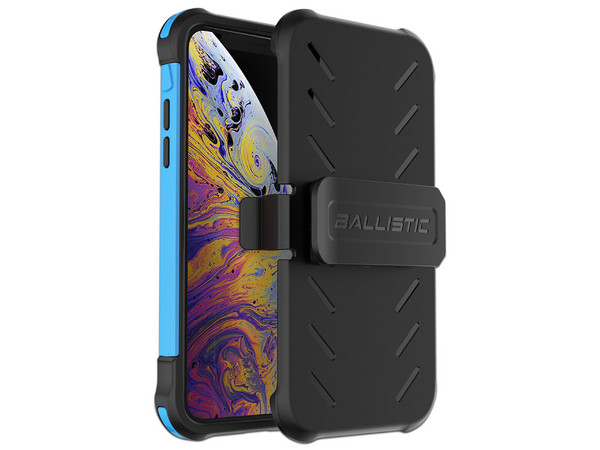 Funda Ballistic Tough Jacket Maxx para iPhone XS con clip y mica de pantalla. Color Azul.