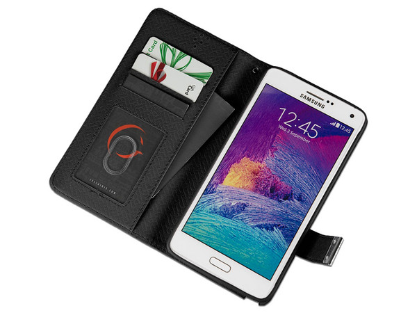 Funda Cellairis Gazette tipo folio para Samsung Galaxy Note 4. Color Negro.