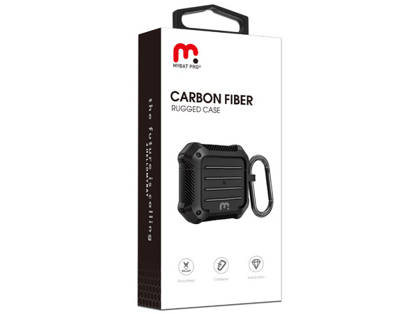 Funda MyBat Pro Fibra de Carbono para AirPods 3, Color Negro.