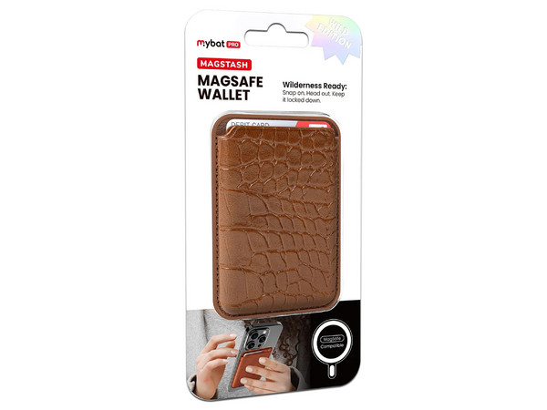 Tarjetero Magnético MyBat RCARDPOUCH604 Compatible para iPhone. Color Café.