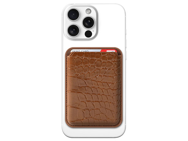 Tarjetero Magnético MyBat RCARDPOUCH604 Compatible para iPhone. Color Café.