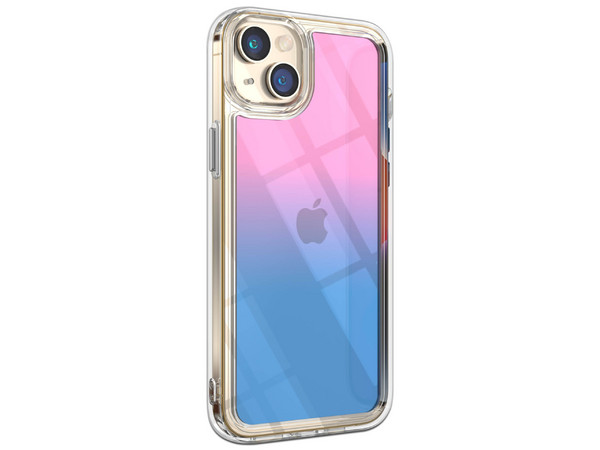 Funda MyBat Gummy para iPhone 16e y iPhone 14. Color Rosa/Azul.