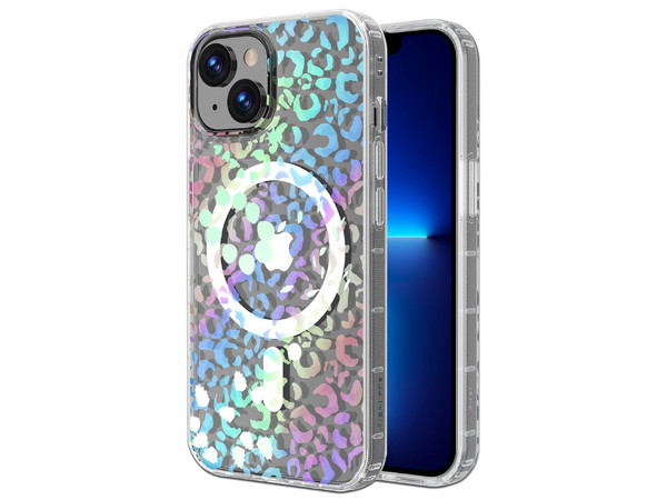 Funda MyBat Mood Mag para iPhone 16e y iPhone 14. Diseño Leopard Holographic.
