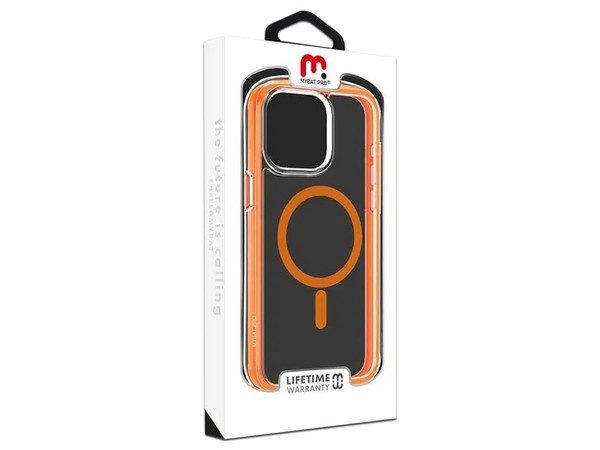 Funda MyBat Airfilled Mag para iPhone 15 Pro Max. Color Naranja Transparente.
