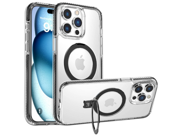 Funda MyBat Lure Mag para iPhone 15 Pro Max. Color Negro Transparente.