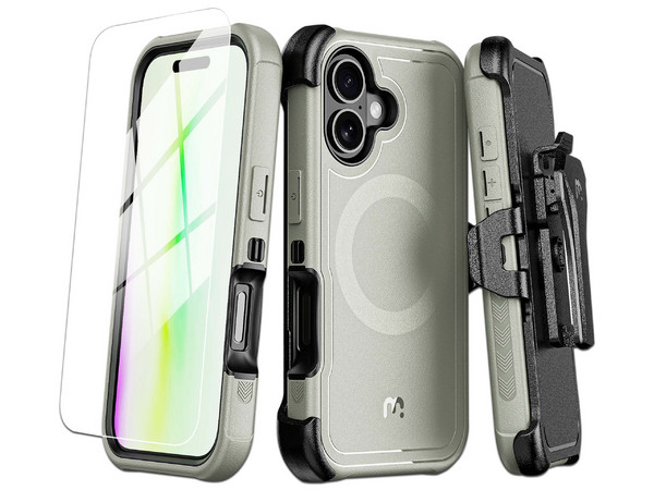 Funda MyBat Maverick Mag Clip para iPhone 17 con mica. Color Gris.
