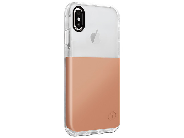 Funda Nimbus9 Ghost para iPhone XS Max con soporte magnético. Color Transparente con Dorado.