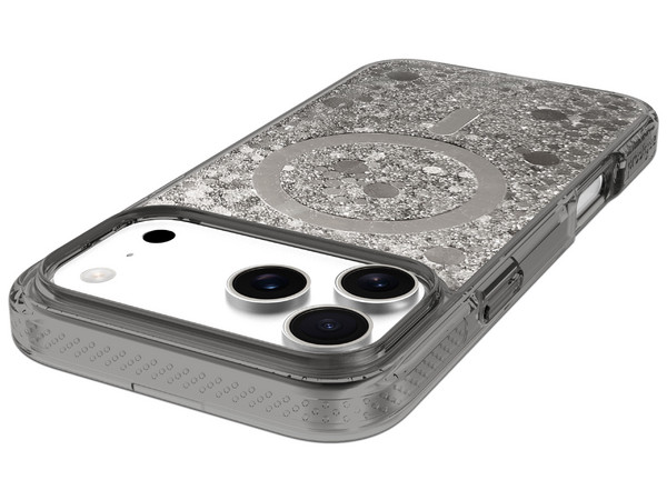 Funda Prodigee PopStar Mag para iPhone 17 Pro compatible con MagSafe. Color Plata con Brillos.