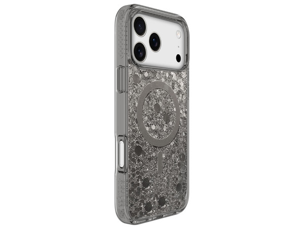 Funda Prodigee PopStar Mag para iPhone 17 Pro compatible con MagSafe. Color Plata con Brillos.