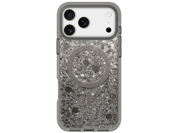 Funda Prodigee PopStar Mag para iPhone 17 Pro compatible con MagSafe. Color Plata con Brillos.