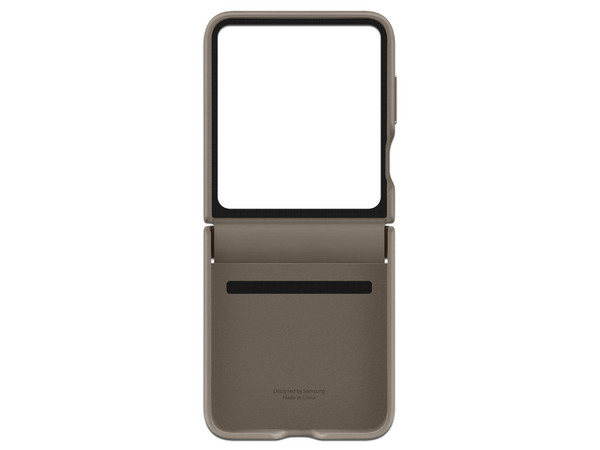 Funda Samsung para Galaxy Flip 5 de cuero auténtico. Color Gris.