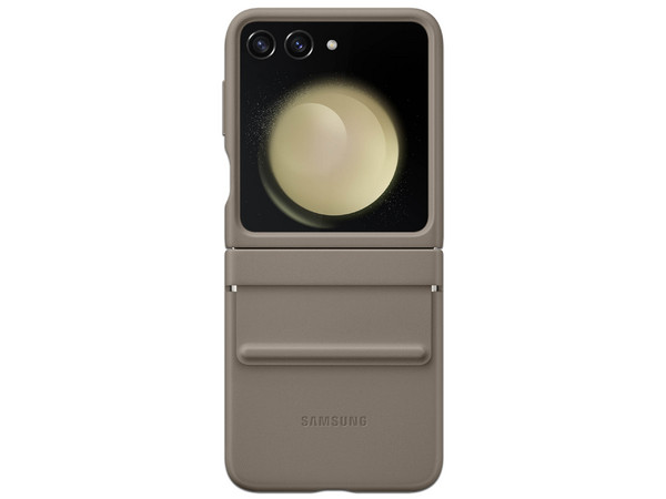 Funda Samsung para Galaxy Flip 5 de cuero auténtico. Color Gris.