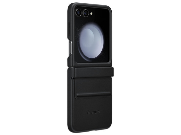Funda Samsung para Galaxy Flip 5 de cuero auténtico. Color Negro.