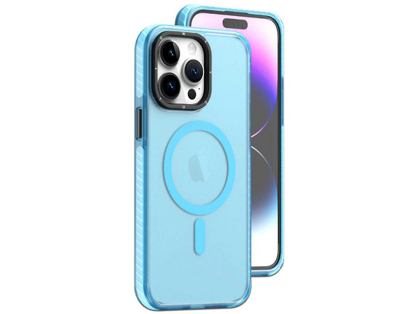 Funda protectora Tekku Matte Color para iPhone 15, Compatible con MagSafe, Color Celeste.