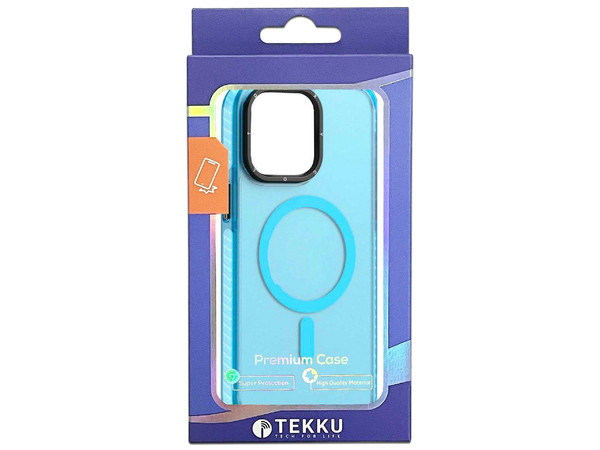 Funda protectora Tekku Matte Color para iPhone 15, Compatible con MagSafe, Color Celeste.