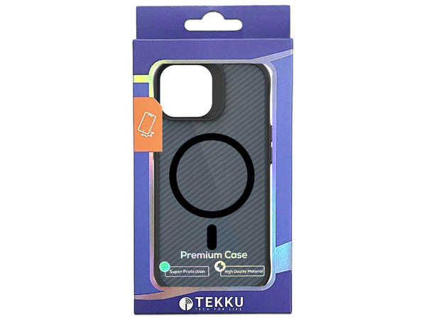 Funda Tekku Combat Carbon para iPhone 15 compatible con MagSafe. Color Negro.