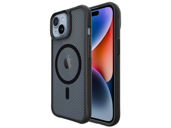 Funda Tekku Combat Carbon para iPhone 15 compatible con MagSafe. Color Negro.