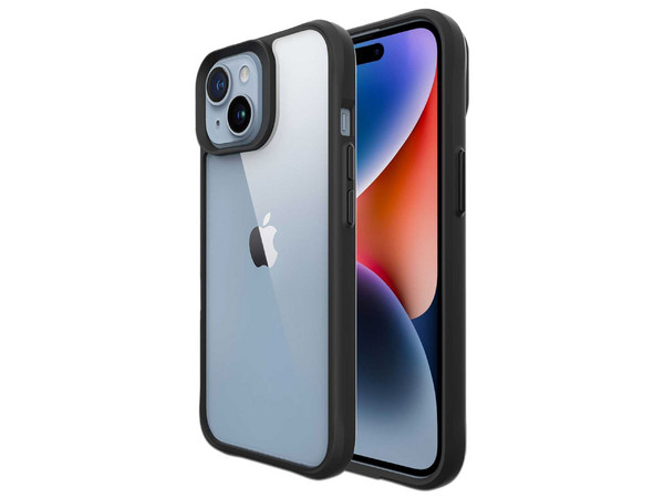 Funda Tekku Combat para iPhone 15. Color Transparente con Negro.