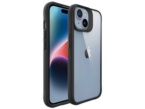 Funda Tekku Combat para iPhone 15. Color Transparente con Negro.