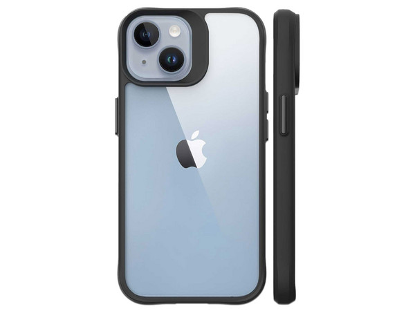 Funda Tekku Combat para iPhone 15. Color Transparente con Negro.