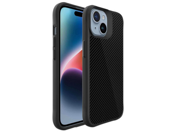 Funda Tekku Combat Carbon para iPhone 15. Color Negro.