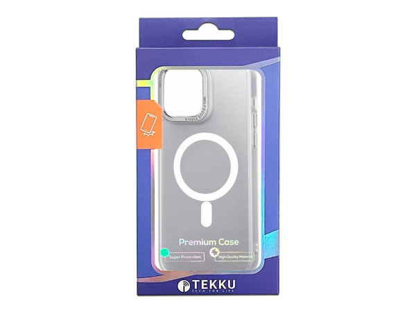 Funda Tekku Matte para iPhone 15 Pro compatible con MagSafe. Color Blanco Transparente.
