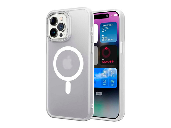 Funda Tekku Matte para iPhone 15 Pro compatible con MagSafe. Color Blanco Transparente.
