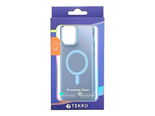 Funda Tekku Matte para iPhone 15 Pro compatible con MagSafe. Color Azul Transparente.
