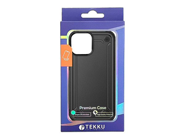 Funda Tekku Tough Cover para iPhone 15 Pro. Color Negro.
