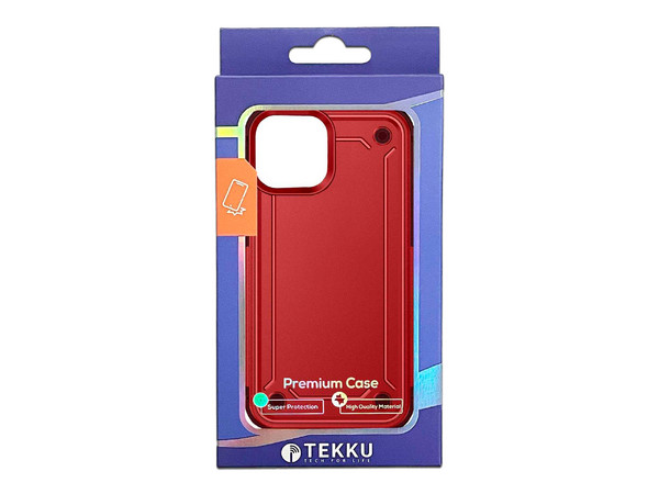 Funda Tekku Tough Cover para iPhone 15 Pro. Color Rojo.
