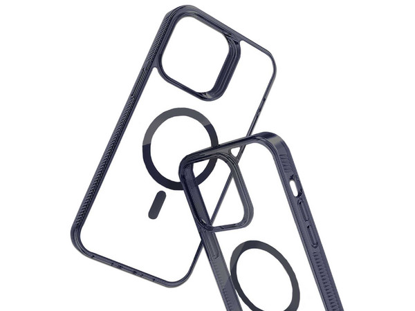 Funda Tekku GStyle para iPhone 15 Plus compatible con MagSafe. Color Transparente con Negro.
