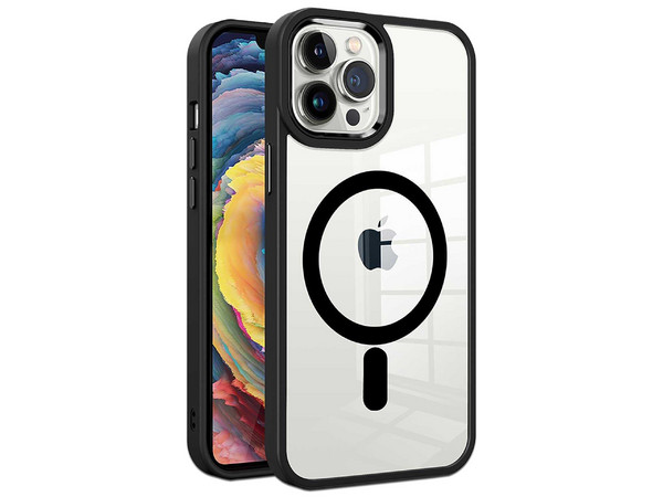 Funda Tekku ClrColor para iPhone 15 Plus compatible con MagSafe. Color Transparente con Negro.
