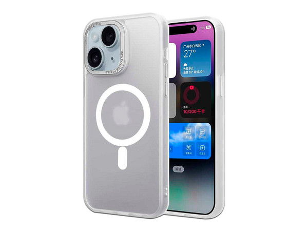 Funda Tekku Matte para iPhone 15 Plus compatible con MagSafe. Color Blanco.
