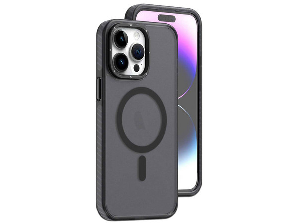 Funda Tekku Matte Color para iPhone 15 Plus compatible con MagSafe. Color Transparente con Negro.