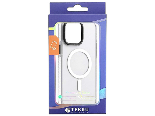 Funda Tekku Matte Color para iPhone 15 Plus compatible con MagSafe. Color Blanco Transparente.

