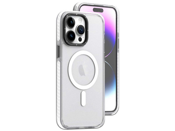 Funda Tekku Matte Color para iPhone 15 Plus compatible con MagSafe. Color Blanco Transparente.
