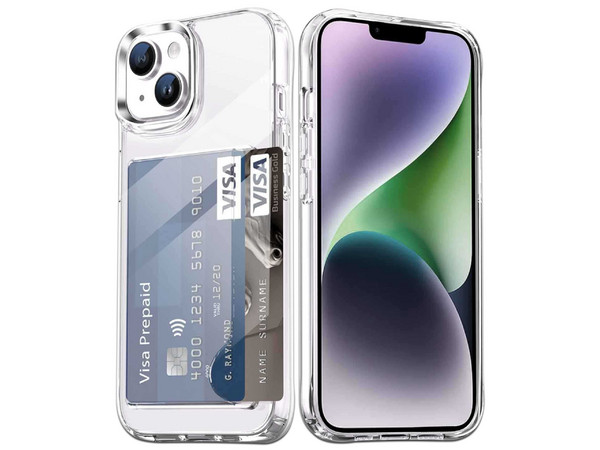 Funda Tekku con portatarjetas para iPhone 15 Plus. Color Transparente.