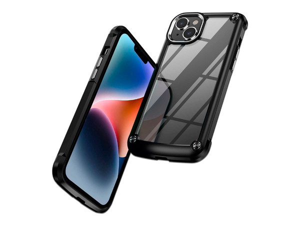 Funda Tekku Shock Hardshell para iPhone 15 Plus. Color Negro Transparente.