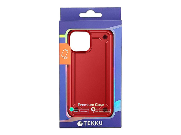 Funda Tekku Tough Cover para iPhone 15 Plus. Color Rojo.
