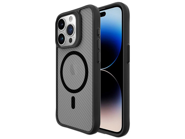 Funda Tekku Combat Carbon para iPhone 15 Pro Max compatible con MagSafe. Color Negro.