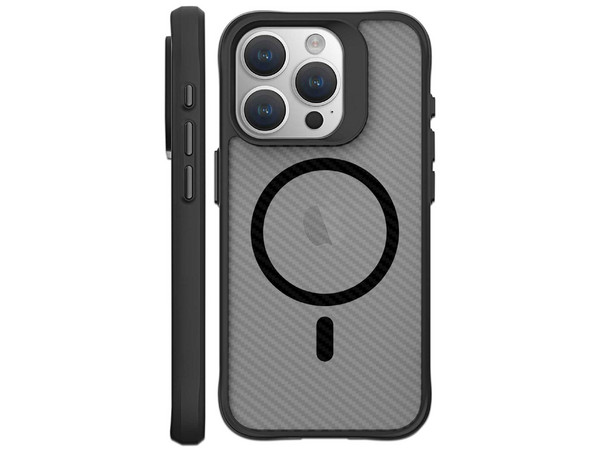 Funda Tekku Combat Carbon para iPhone 15 Pro Max compatible con MagSafe. Color Negro.