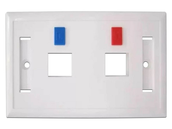 Placa Frontal Vertical 3M con dos Puertos, Acepta RJ-45 Cat 6/6A. Color blanco.