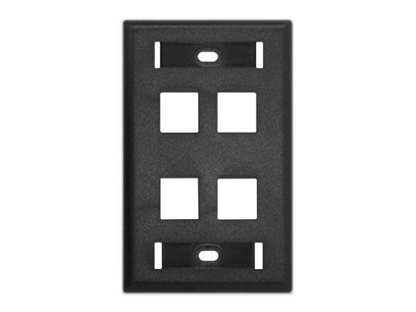 Placa De Pared Belden AX104163, 4 Puertos Compatible Con Jacks Estilo Keyconnect, Conectores De Fibra Óptica Y Coaxiales. Color Negro.