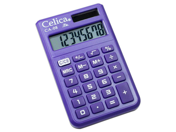 Calculadora de Bolsillo Celica CA-08, 8 dígitos. Color Morado.