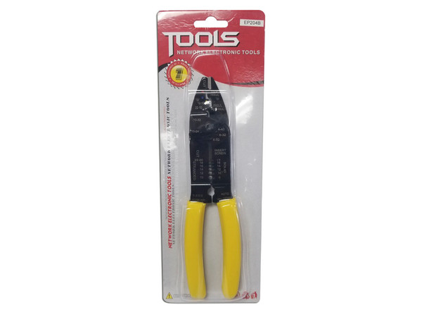 Pinza Cortacables y Pelacables 10 a 22 AWG con Plegador de Conectores, Color Negro.