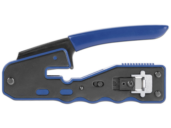Pinza Epcom EP670 para corte y terminado de RJ-45. Color Negro/Azul