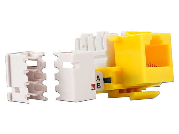 Conector Enson Jack RJ-45 Cat6, de impacto. Color Amarillo.