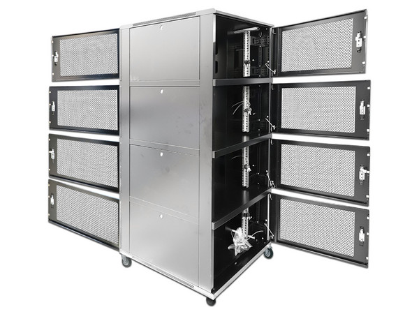 Gabinete De Piso Modular Enson ENS-RKGB42U8, 36UR En 4 Modulos De 9UR Cada Uno, Paneles Laterales Extraíbles, Tamaño Exterior 42U